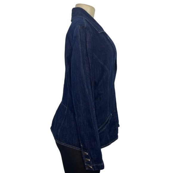 J. Jill Womens Dark Denim Blazer Jacket 3-Button Front Szize 16 - Picture 2 of 7